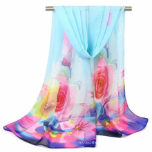 Beautiful print muslim colors style women print Floral chiffon polyester hijab scarf